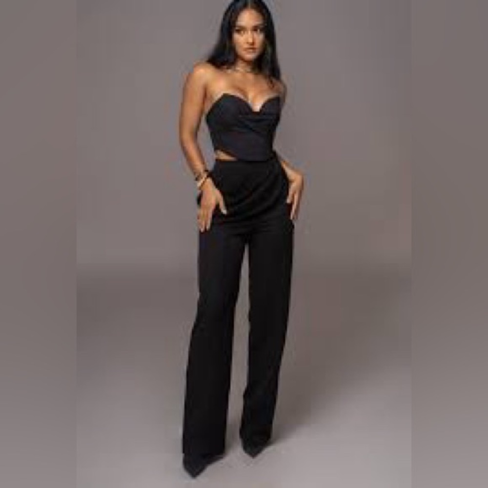 Black High Statement Drape Trousers